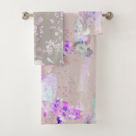 Met de hand geïllustreerde bloemenprint wasbadhand bad handdoek
