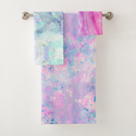 Met de hand geïllustreerde bloemenprint wasbadhand bad handdoek