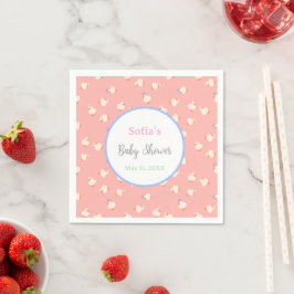 Met de hand geïllustreerde cute eenden roze baby s servet