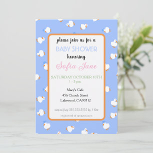 Met de hand geïllustreerde cute eendjes kids blauw kaart