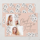 Met de hand geïllustreerde florale klasse van 2019 aankondiging (Voorkant / Achterkant)