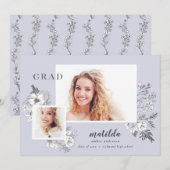 Met de hand geïllustreerde florale multi-foto afst aankondiging (Voorkant / Achterkant)