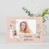 Met de hand geïllustreerde florale multi-foto afst aankondiging