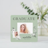 Met de hand geïllustreerde florale multi-foto afst aankondiging (Staand voorkant)