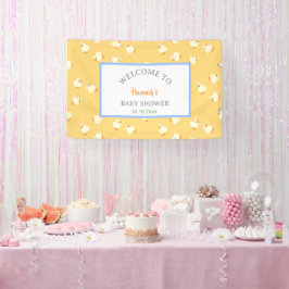 Met de hand geïllustreerde leuke eenden gele baby  spandoek