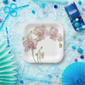 met de hand geillustreerde orchidee papieren bordje (Feest)