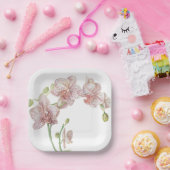 met de hand geillustreerde orchidee papieren bordje (Feest)