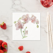 met de hand geillustreerde orchidee servet (Insitu)