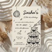 Met de hand geïllustreerde Retro Champagne Tower V Kaart