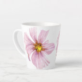 Met de hand geïllustreerde roze bloem latte mok (Linkerhoek)