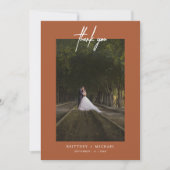 Met de hand gekartelde Eenvoudige Foto Terracotta Bedankkaart (Voorkant)