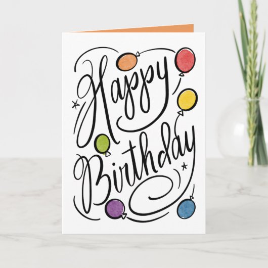 Met de hand gekartelde Happy Birthday Rainbow-ball Kaart (Voorkant)