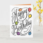 Met de hand gekartelde Happy Birthday Rainbow-ball Kaart (Gele Bloem)