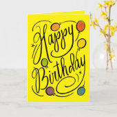 Met de hand gekartelde Happy Birthday Rainbow-ball Kaart (Gele Bloem)