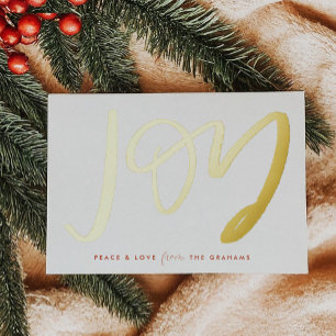 Met de hand gekartelde Joy Gold Foil Holiday Kaart