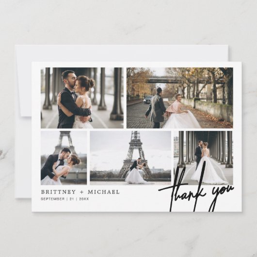 Met de hand gekartelde Moderne Foto Collage Bedankkaart (Voorkant)
