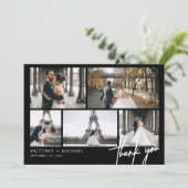 Met de hand gekartelde Moderne Foto Collage Black Bedankkaart (Staand voorkant)