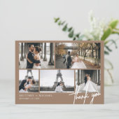 Met de hand gekartelde Moderne Foto Collage Tan Bedankkaart (Staand voorkant)