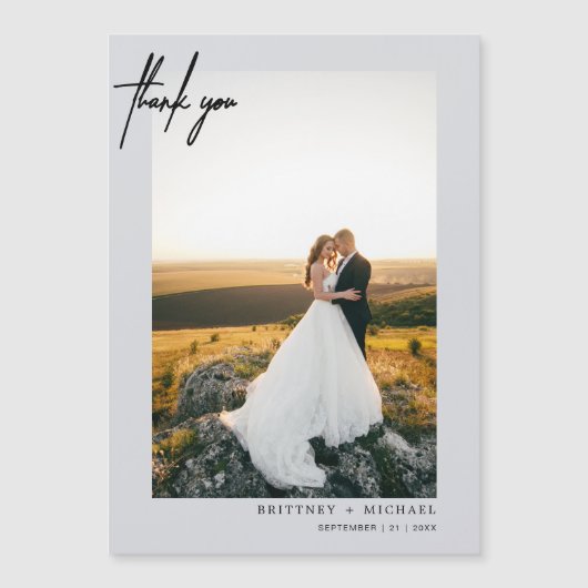 Met de hand gekartelde Moderne Foto Grijs Dank u (Voorkant)