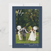 Met de hand gekartelde moderne foto-usty Navy Blue Bedankkaart (Voorkant)