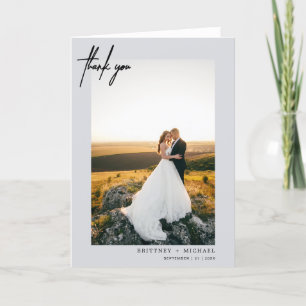 Met de hand gekartelde Moderne Grijs Dank u Bedankkaart