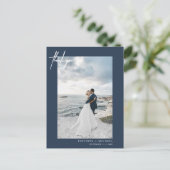 Met de hand gekartelde Simple Dusty Navy Blue Hart Briefkaart (Staand voorkant)