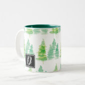 Met de hand gekleurde sinusbomen kerst tweekleurige koffiemok (Voorkant links)