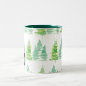 Met de hand gekleurde sinusbomen kerst tweekleurige koffiemok (Center)