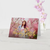 Met de hand gelaatste Gold Foil Script Photo Easte Folie Feestdagenkaart (Orchidee)