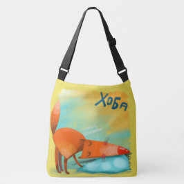 Met de hand gemaakt aquarel grappige vos crossbody tas