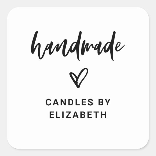 met de hand gemaakt | Casual Script Packaging Prod Vierkante Sticker (Voorkant)
