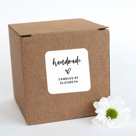 met de hand gemaakt | Casual Script Packaging Prod Vierkante Sticker