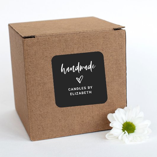 met de hand gemaakt | Casual Script Packaging Prod Vierkante Sticker