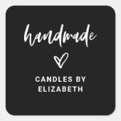 met de hand gemaakt | Casual Script Packaging Prod Vierkante Sticker (Voorkant)