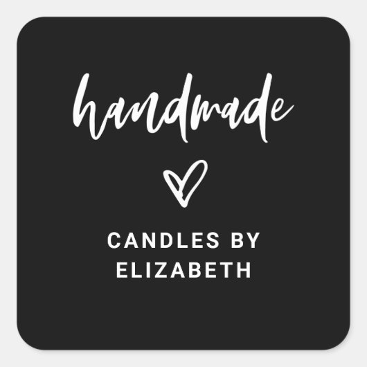 met de hand gemaakt | Casual Script Packaging Prod Vierkante Sticker (Voorkant)