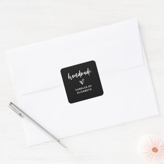 met de hand gemaakt | Casual Script Packaging Prod Vierkante Sticker (Envelop)