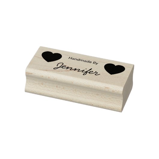 Met de hand gemaakt door Cursive Script Naam Twee Rubberstempel (Stempel)