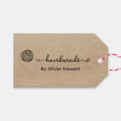 Met de hand gemaakt door Custom Name Yarn Kraft-ca Cadeaulabel (Voorkant (Horizontaal))