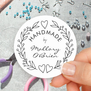 Met de hand gemaakt door Doodle Drawn Botanische K Ronde Sticker