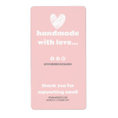 Met de Hand Gemaakt Hart Roze Wit Hart Doos Zegel Etiket (Voorkant)