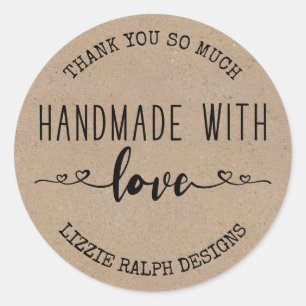 Met de Hand gemaakt met Liefde Aangepaste Kraft Ui Ronde Sticker