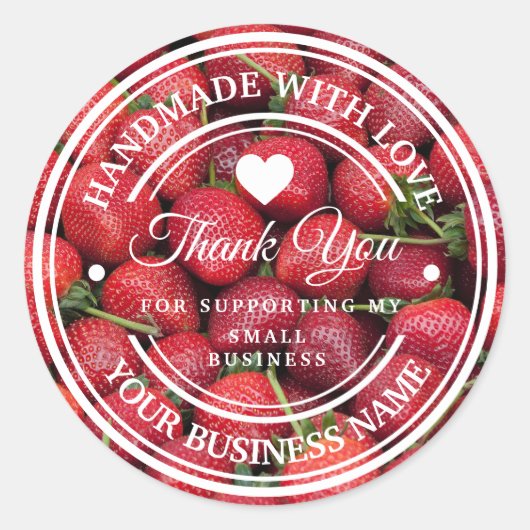 Met de hand gemaakt met liefde | Aardbei Label Dan (Voorkant)