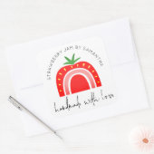 Met De Hand Gemaakt Met Liefde Aardbeienjam Regenb Vierkante Sticker (Envelop)