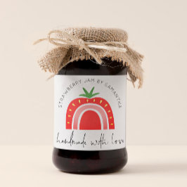 Met De Hand Gemaakt Met Liefde Aardbeienjam Regenb Vierkante Sticker