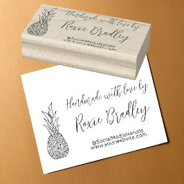 Met de Hand gemaakt met Liefde Ananas Houten Stemp Rubberstempel