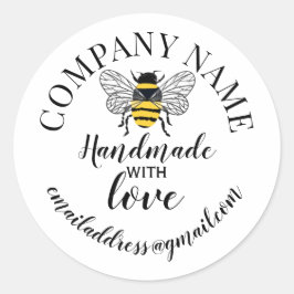 Met de hand gemaakt met liefde bedrijfsnaam bij ronde sticker