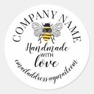 Met de hand gemaakt met liefde bedrijfsnaam bij ronde sticker
