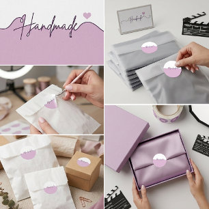 Met de Hand Gemaakt Met Liefde Bloemige Zakelijke Ronde Sticker