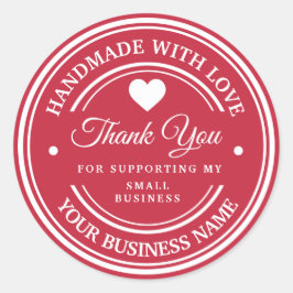 Met de hand gemaakt met liefde | dank je  klassiek ronde sticker