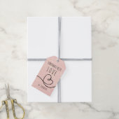 Met de hand gemaakt met liefde Doodle Hart Roze gl Cadeaulabel (Met Touw)